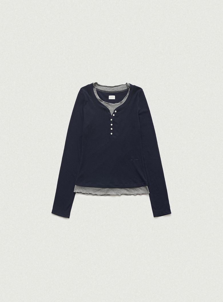 Aimee Slim Layered T-shirt_Navy