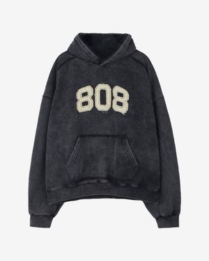 808 헤비 기모 후드 (Washed Black)