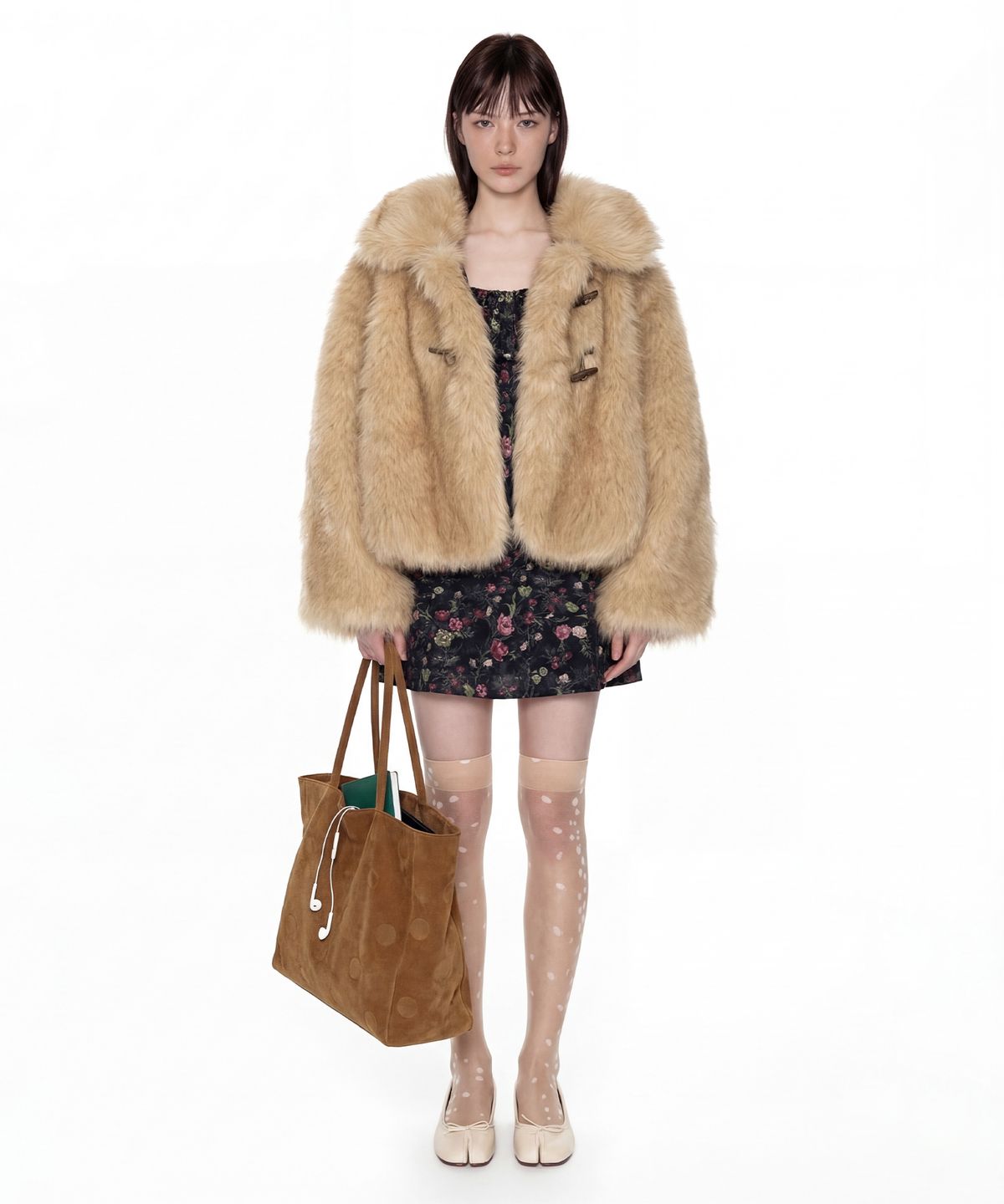 루루서울(LOULOUSEOUL) Fluffy Double Fur Jacket (Beige)
