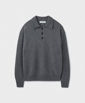 STRUCTURED COLLAR KNIT [DARK GRAY]