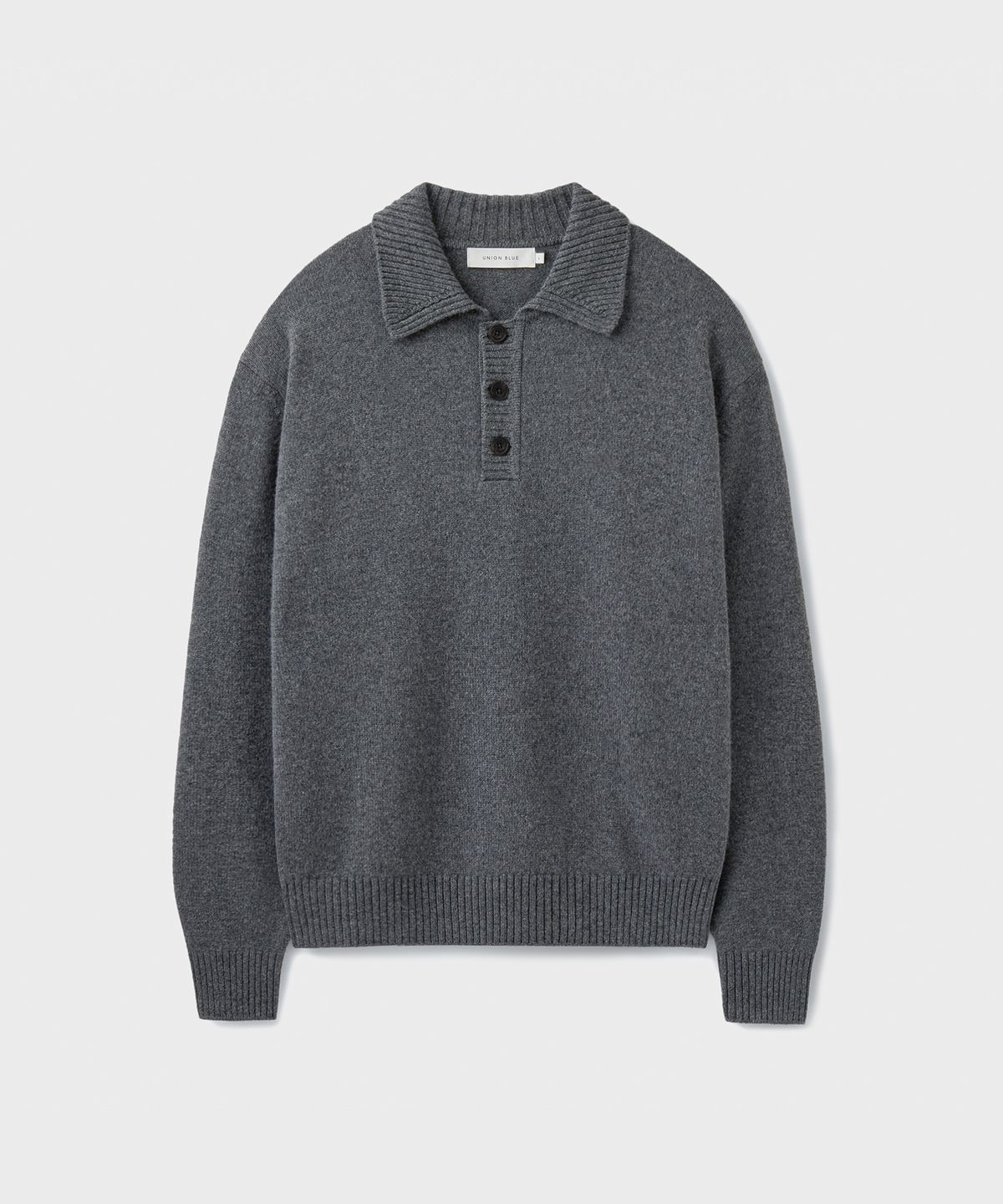 유니온블루(UNION BLUE) STRUCTURED COLLAR KNIT [DARK GRAY]