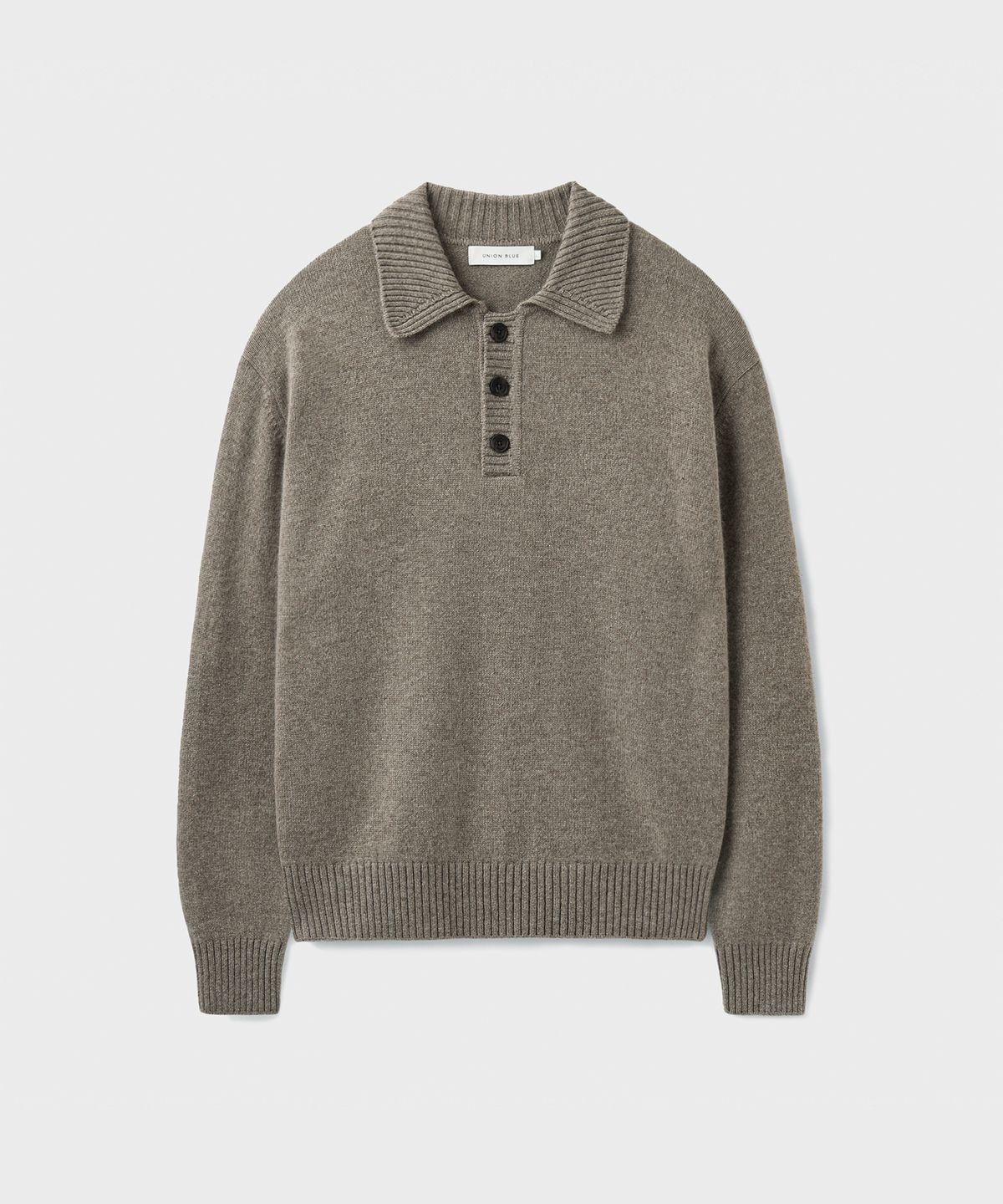 유니온블루(UNION BLUE) STRUCTURED COLLAR KNIT [KHAKI GRAY]