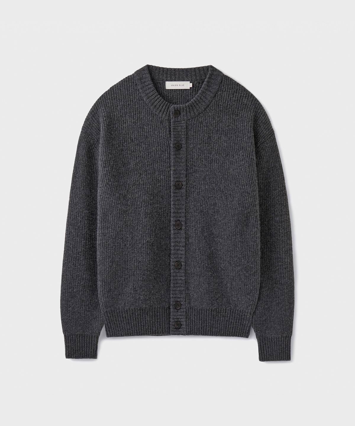 유니온블루(UNION BLUE) STRUCTURED CROP CARDIGAN [CHARCOAL]