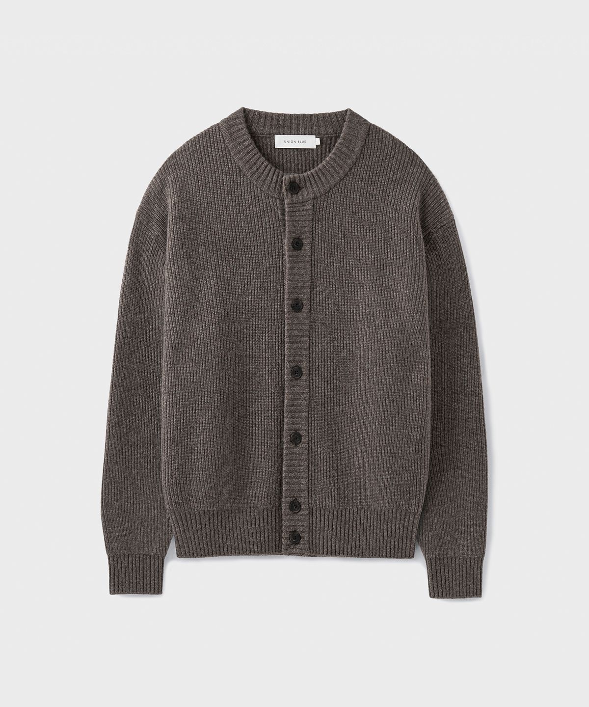 유니온블루(UNION BLUE) STRUCTURED CROP CARDIGAN [MELANGE BROWN]