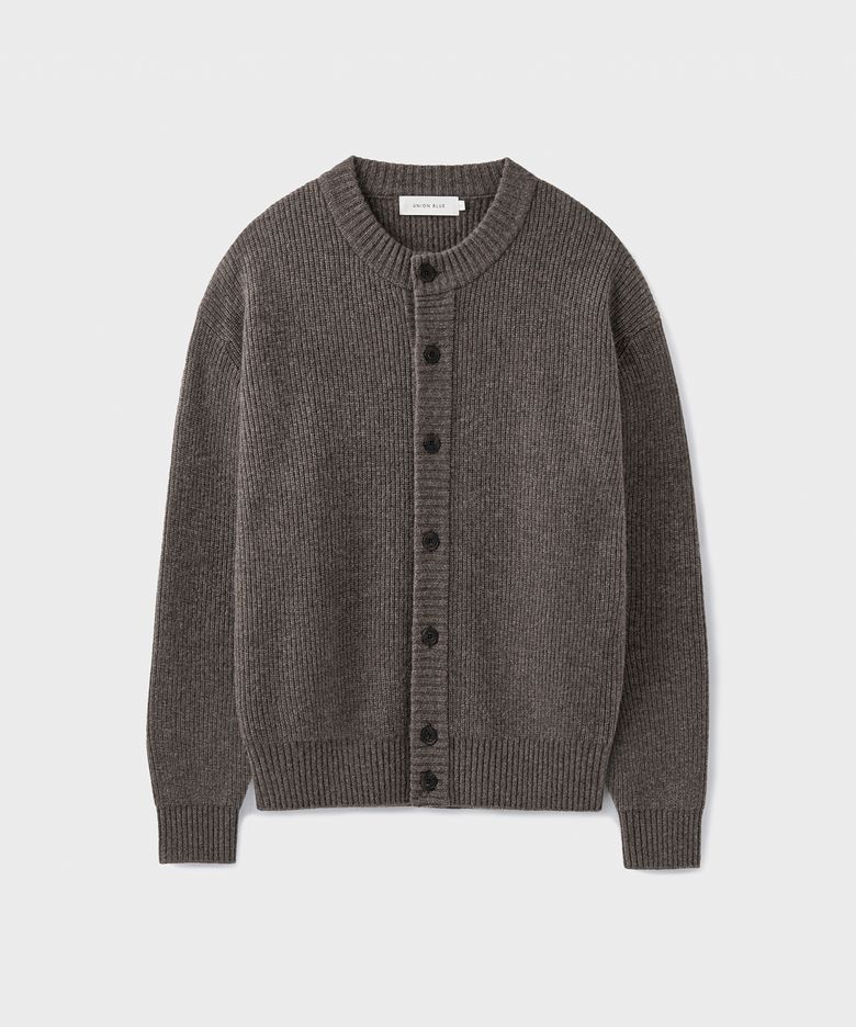 STRUCTURED CROP CARDIGAN [MELANGE BROWN]