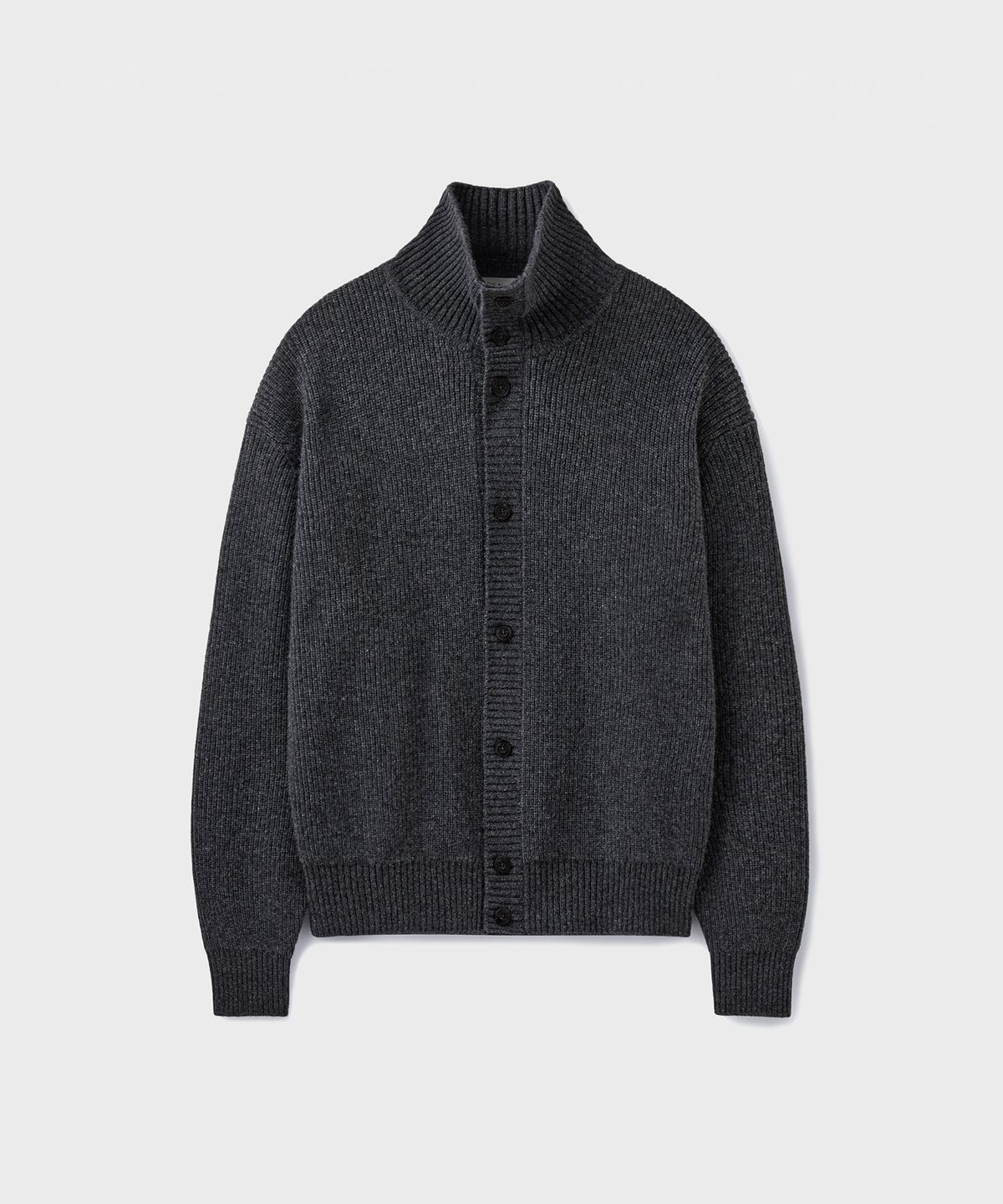 유니온블루(UNION BLUE) STRUCTURED CROP SHIFT CARDIGAN [CHARCOAL]