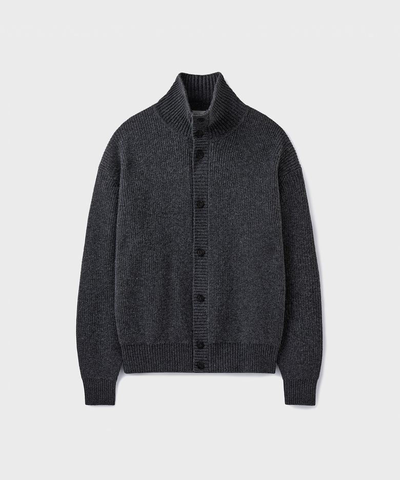 STRUCTURED CROP SHIFT CARDIGAN [CHARCOAL]