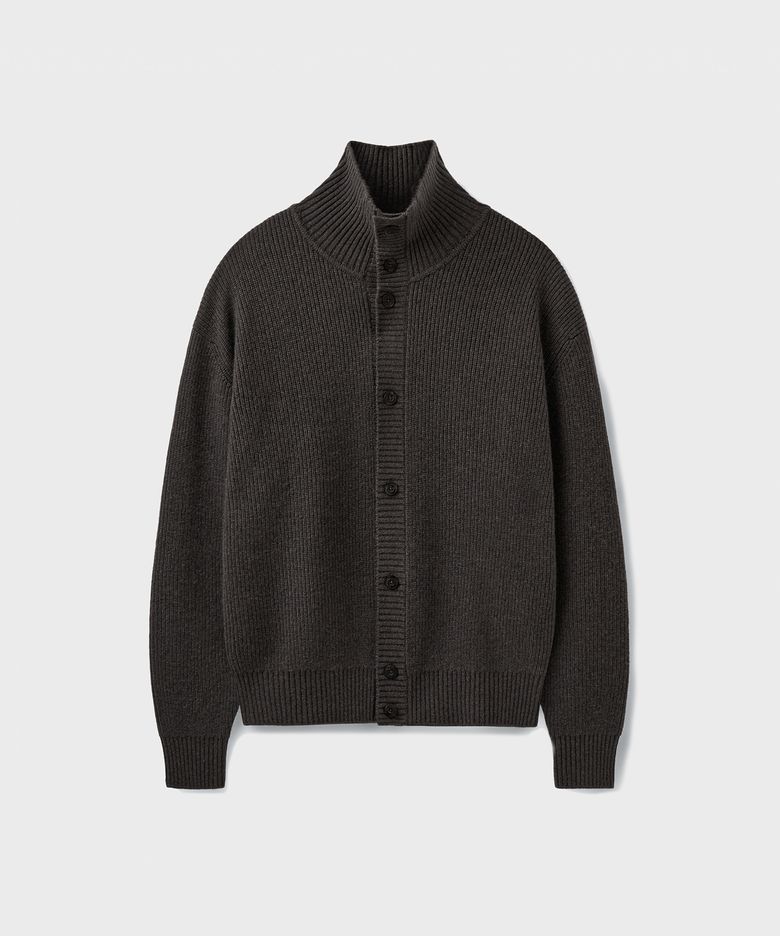 STRUCTURED CROP SHIFT CARDIGAN [KHAKI BROWN]