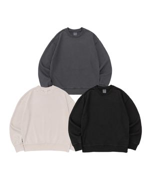 [빅사이즈] 비캔버스 피그먼트 쭈리 오버핏 맨투맨 (3COLOR)