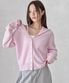 HIGH-NECK BUTTON WOOL CARDIGAN, PINK