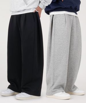 [기모추가] 사이드핀턱 와이드 스웨트팬츠 핀턱 트레이닝바지