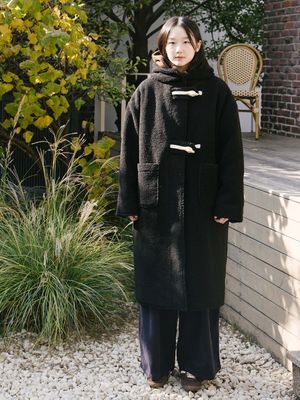 플리스 더플 코트_블랙