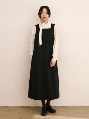 빈센트 슬리브리스 롱 원피스_네이비