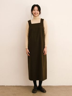 빈센트 슬리브리스 롱 원피스_브라운