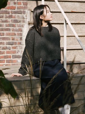 울 드롭 풀오버_차콜