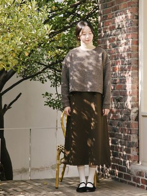울 드롭 풀오버_브라운