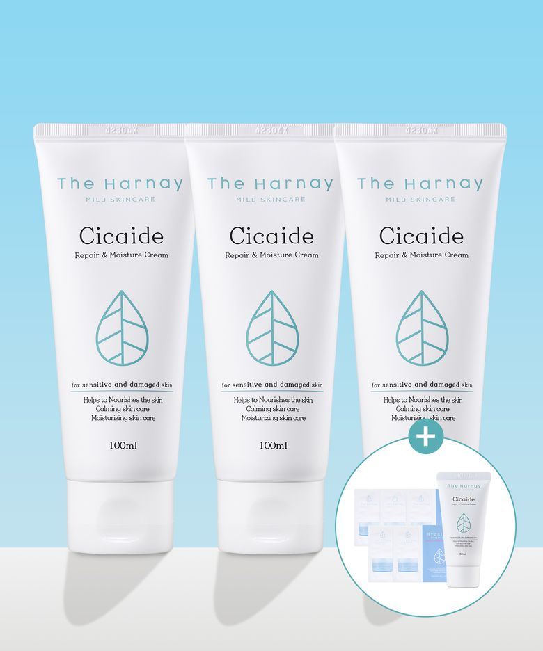 [트리플 대용량] 시카이드 수분크림 100ml x 3개(+시카이드 크림 30ml+하이줄렌 크림 샤쉐 5매 증정)