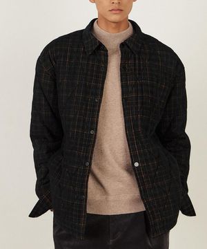 코듀로이 퀼팅 셔켓 블랙