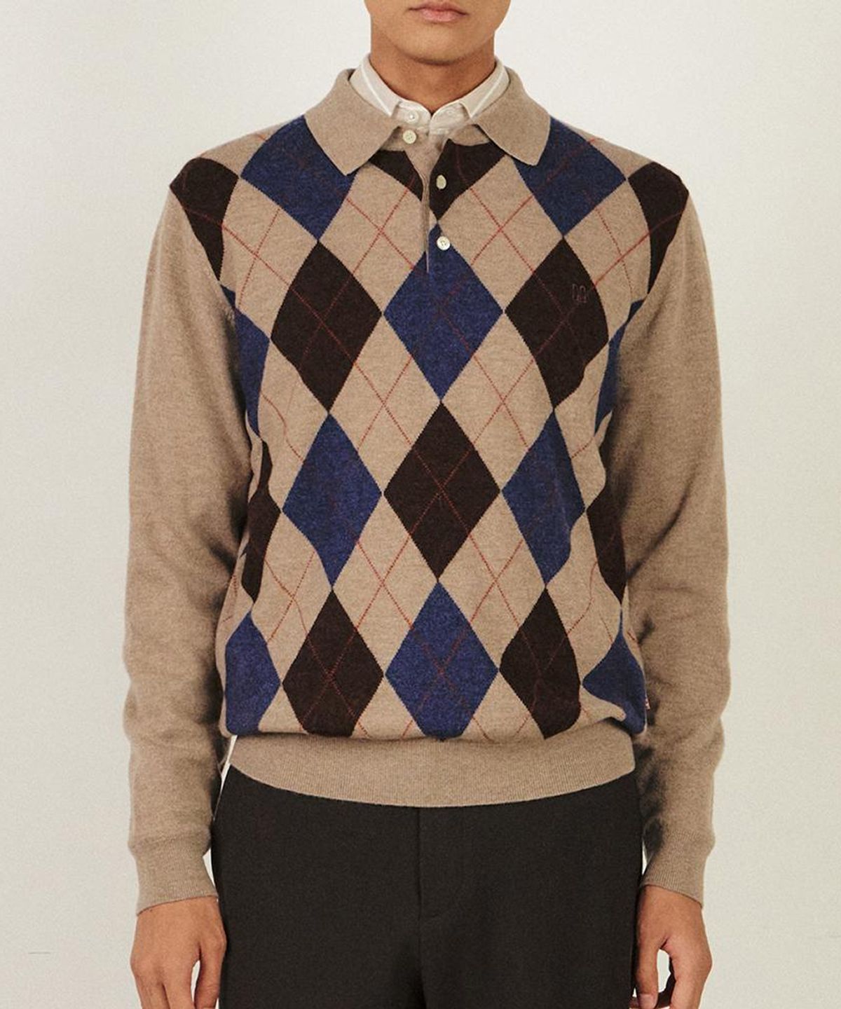 닥스셔츠(DAKS SHIRTS) 울100 아가일 카라니트_DLW1SWTL102I1