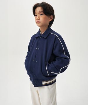 칼라드 스웨트 바시티 재킷 [퍼플 네이비]