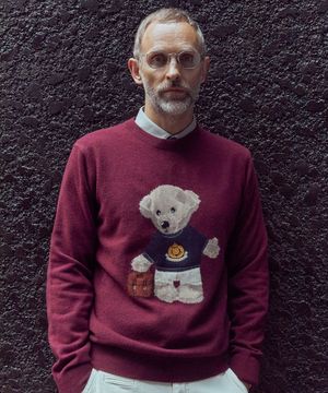 울100 곰 인타샤 풀오버 니트 레드