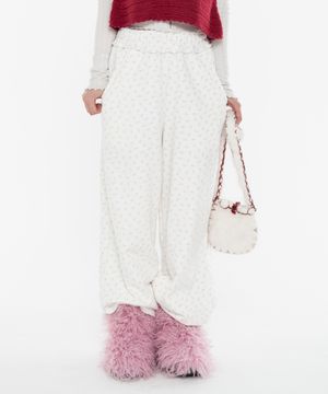 리틀 플라워 플리스 팬츠_화이트