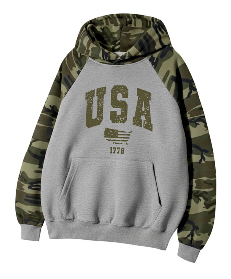 DTF 빈티지 USA 오버핏 레글런 후디 카키 그레이