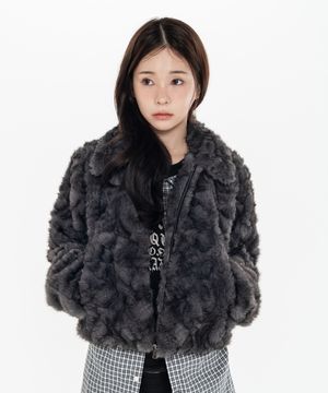 카라 집업 퍼자켓_차콜