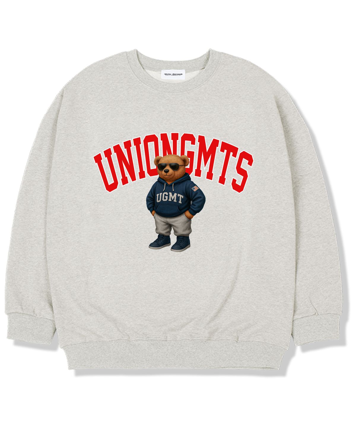 유니온가먼츠(UNION GARMENTS) 썬글라스 후드베어 기모안감 오버핏 맨투맨 티셔츠 오트밀