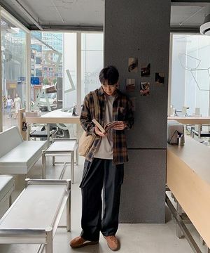 카트 오버핏 체크셔츠