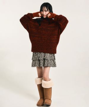 베티붑 레오파드 코듀로이 프릴 스커트_베이지