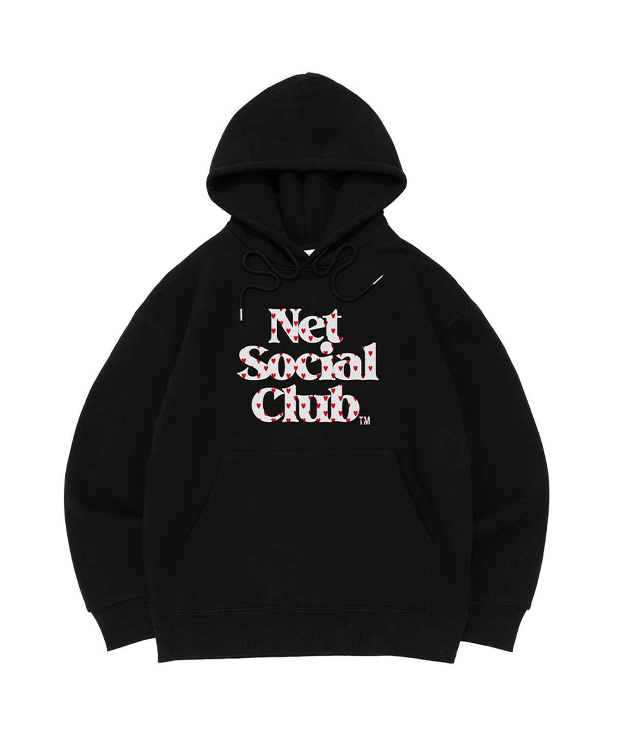 넷소셜클럽(NET SOCIAL CLUB) [기모선택] 하트 로고 기모 후드 (블랙)