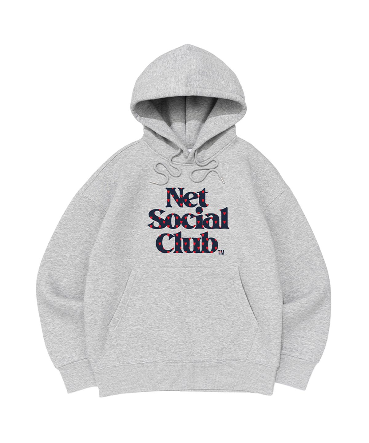 넷소셜클럽(NET SOCIAL CLUB) [기모선택] 하트 로고 기모 후드 (멜란지)