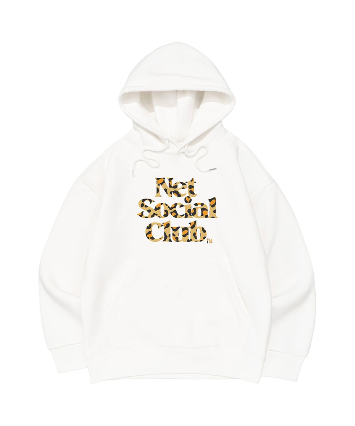 넷소셜클럽(NET SOCIAL CLUB) [기모선택] 레오파드 로고 기모 후드 (아이보리)