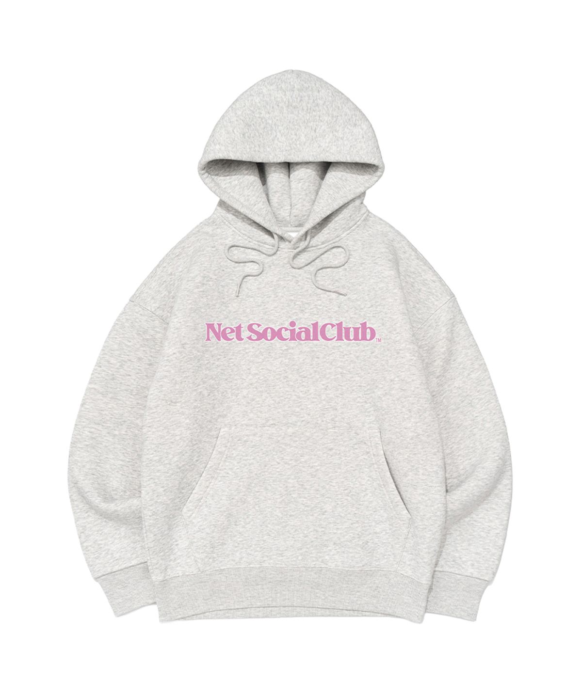 넷소셜클럽(NET SOCIAL CLUB) OUTLINE STRAIGHT LOGO BRUSHED HOOD TEE (LIGHT MELANGE)
