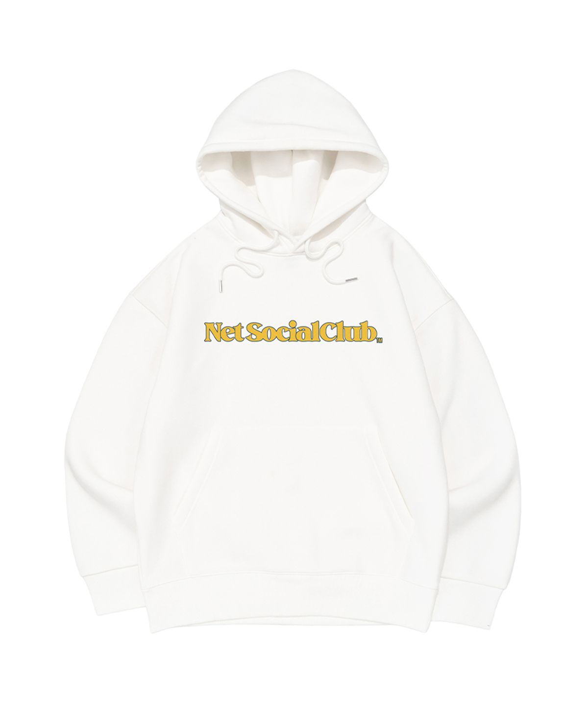 넷소셜클럽(NET SOCIAL CLUB) [기모선택] 아웃라인 스트레이트 로고 후드 (아이보리)