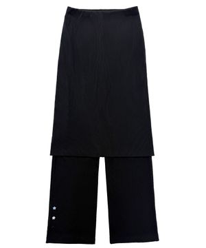 코메트 별단추 레이어드 골지 치마바지_블랙
