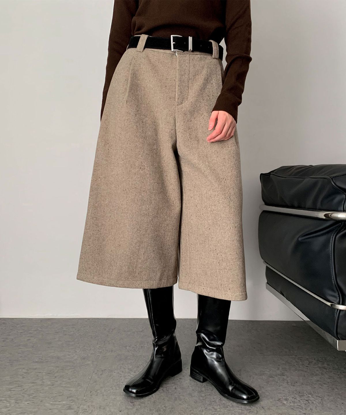 바스카라(VASCARA) [Fleece-lined] May Wide Bermuda Napping Pants (3colors)