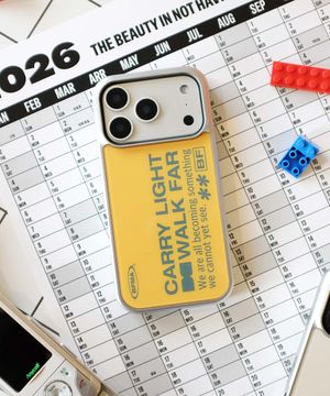 캐리라이트 옐로우 실버 글라스 폰케이스