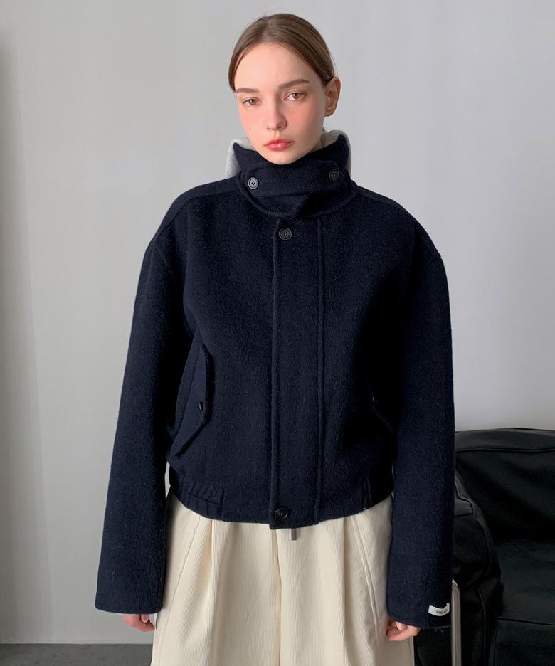 Handmade High-neck Wool Blouson Jacket (3color)