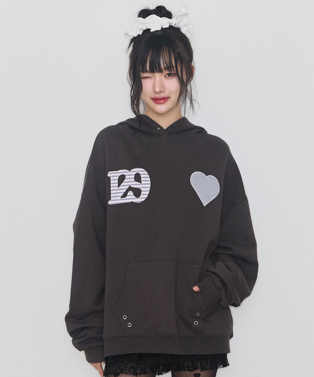 MUSINSA公式 | ILLIGO 129 ストライプ配色フードパーカー チャコール