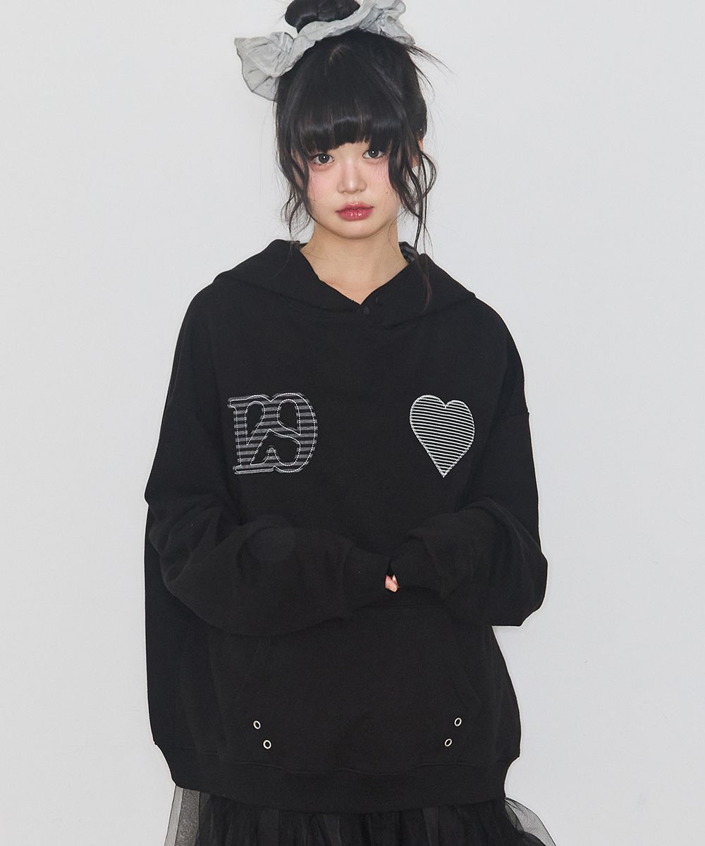 MUSINSA公式 | ILLIGO 129 ストライプ配色フードパーカー ブラック