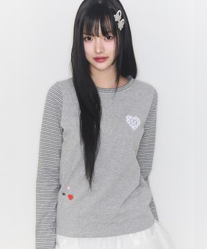 129 하트 스냅 롱슬리브 멜란지