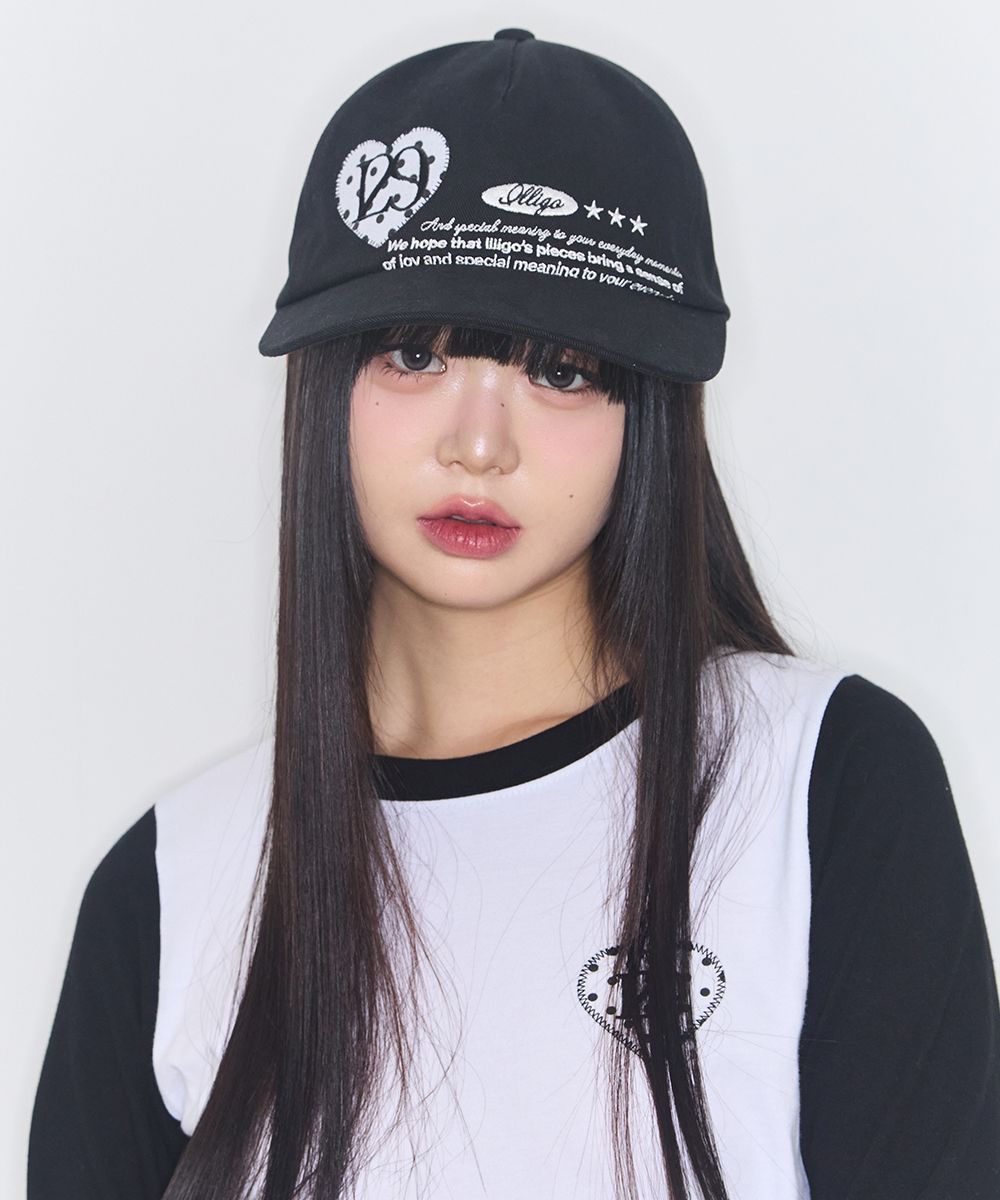MUSINSA公式 | ILLIGO ハートレターボールキャップブラック