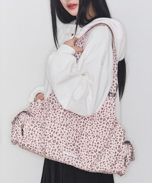 루프 더블 포켓 숄더 백 핑크 레오파드