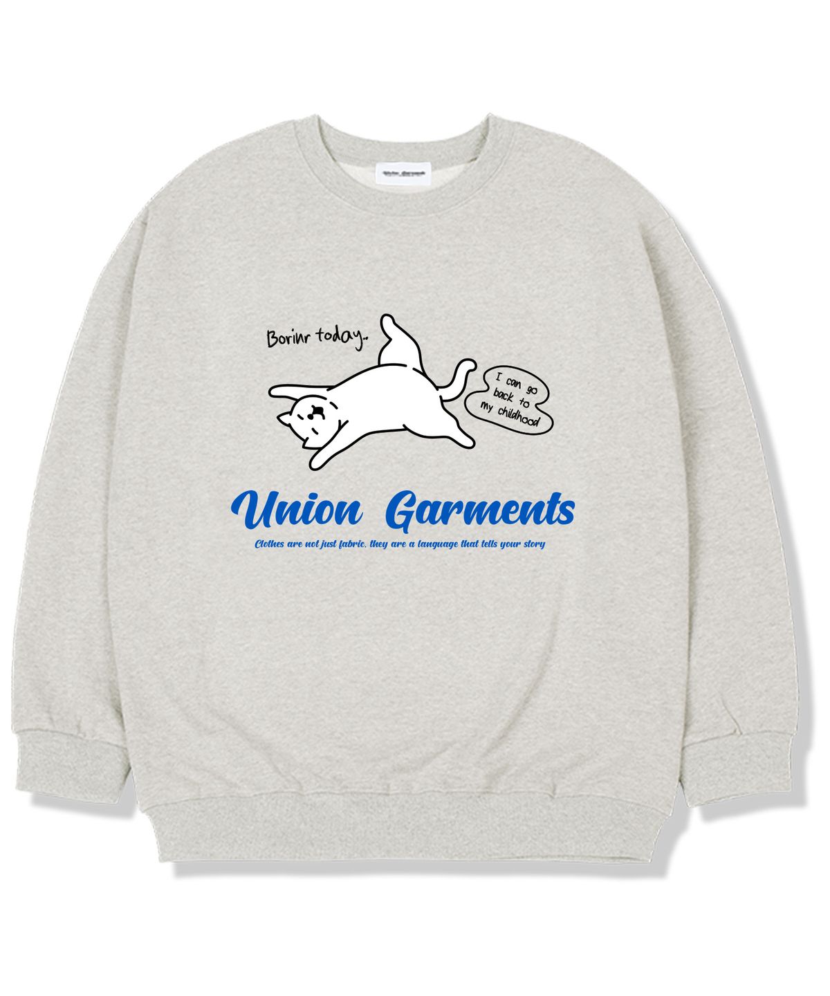 유니온가먼츠(UNION GARMENTS) 보링데이 기모안감 오버핏 맨투맨 티셔츠 오트밀