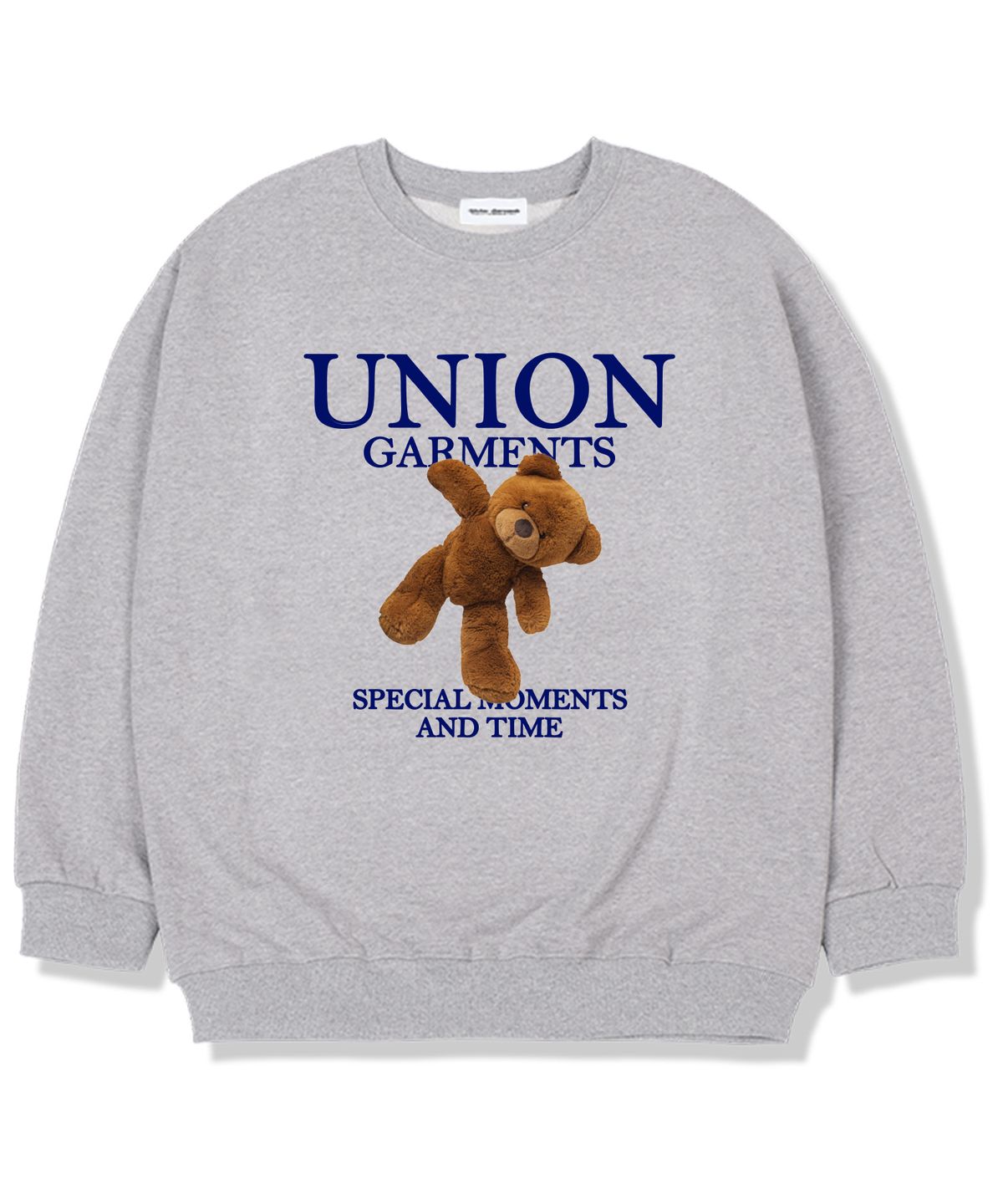 유니온가먼츠(UNION GARMENTS) 모먼트 기모안감 오버핏 맨투맨 티셔츠 그레이