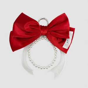 벨벳 리본 진주 키링 _ [레드]