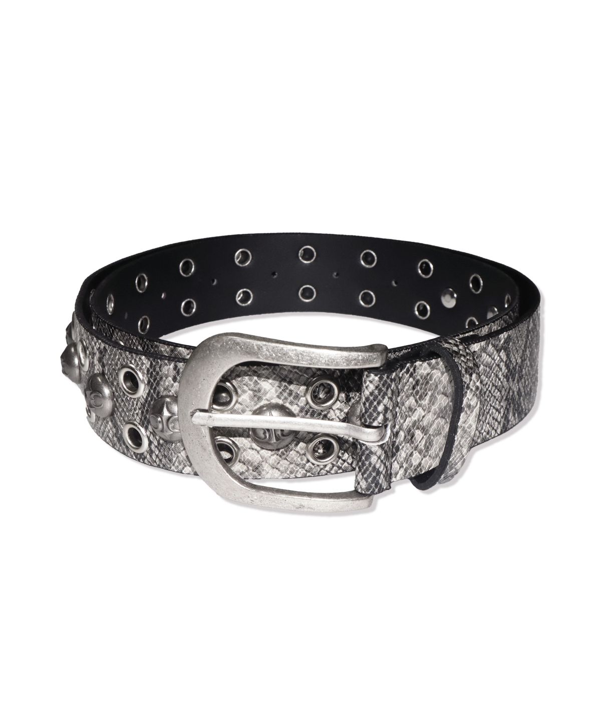 하우스 락 클럽(HOUSE ROCK CLUB) HEAVY ROCK STUD BELTS - WHITE SNAKE SKIN