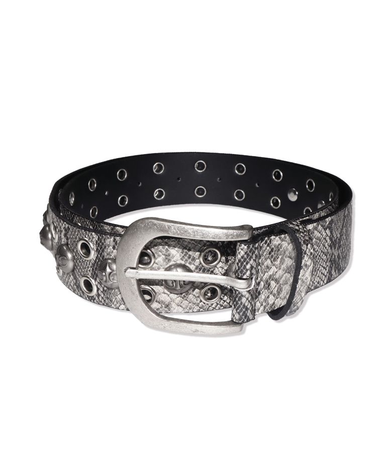 HEAVY ROCK STUD BELTS - WHITE SNAKE SKIN